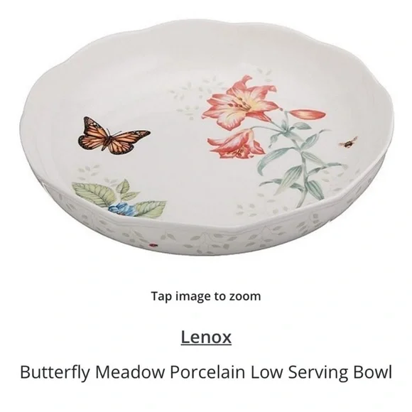 Lenox Butterfly Meadow Floral Serving Bowl - White and Multicolor - Picture 1 of 15